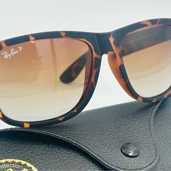 Ray-Ban Justin Polarized Sunglasses RB4165 54mm Tortoise Rubber w/ Gradient Lens - Picture 4 of 8